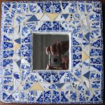 Miroir Gien bleu,mosaïque, 26,5x26,5cm, 2014
