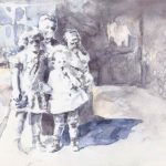 Uroma, Ursula, Helga, Karl-Heinz, aquarelle sur papier, 29 x 20 cm