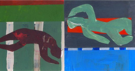 Délassement 111103-4, assemblage acrylique sur papier, 10 x 20 cm