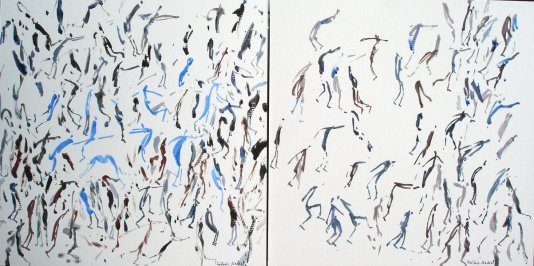 111desArts2012 - acrylique sur vergé contre-collé, 2X 20x20cm