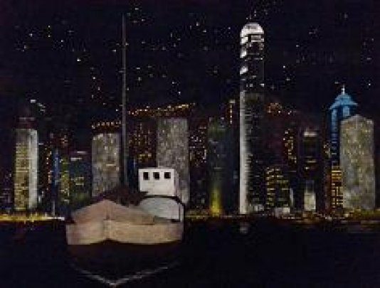 Hong Kong by night (Nihonga 29x39 cm 2016)