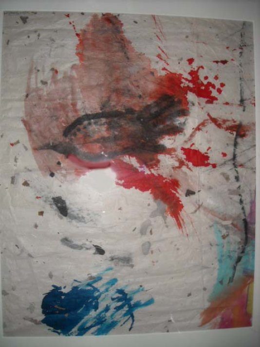 l'oiseau fugueur 50x40 détrempe/sur papier japon