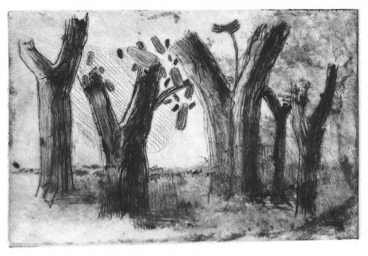 Frémissement, gravure monotypée, 2017