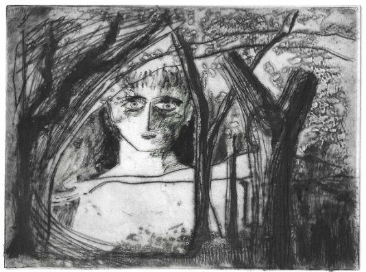Forêt, gravure monotypée, 2017