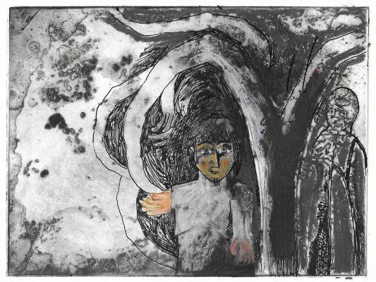 Forêt, gravure monotypée, 2017