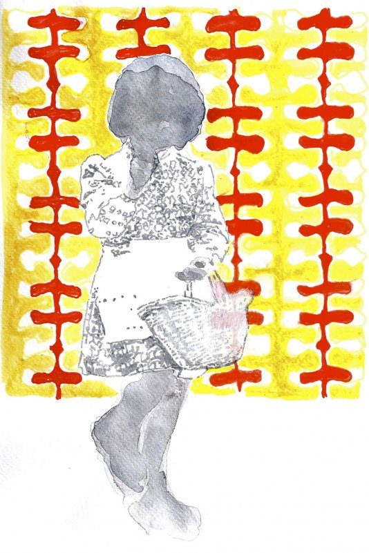 My childhood, aquarelle et feutre sur papier, 20 x 29 cm