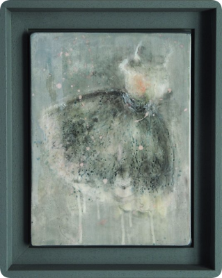Pieds nus la vagabonde pigments et vernis sur bois 18x24 cm